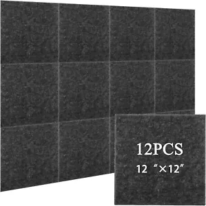 12 Pcs Felt Cork Board Tiles with Pushpins, Self-Adhesive Bulletin Boards (Grey) - Picture 1 of 8