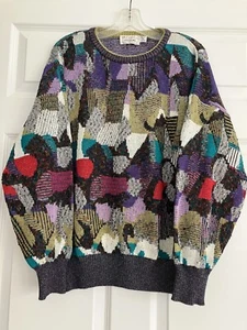 Vintage St Croix Knits Mens Textured Abstract Cotton Blend Crew Neck Sweater! M - Picture 1 of 9