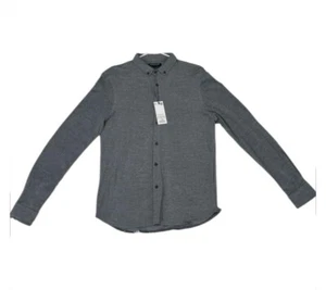 DENIM & FLOWER Men Slim Fit Long Sleeves Button Down Shirt Cotton Large Grey NWT - Picture 1 of 15