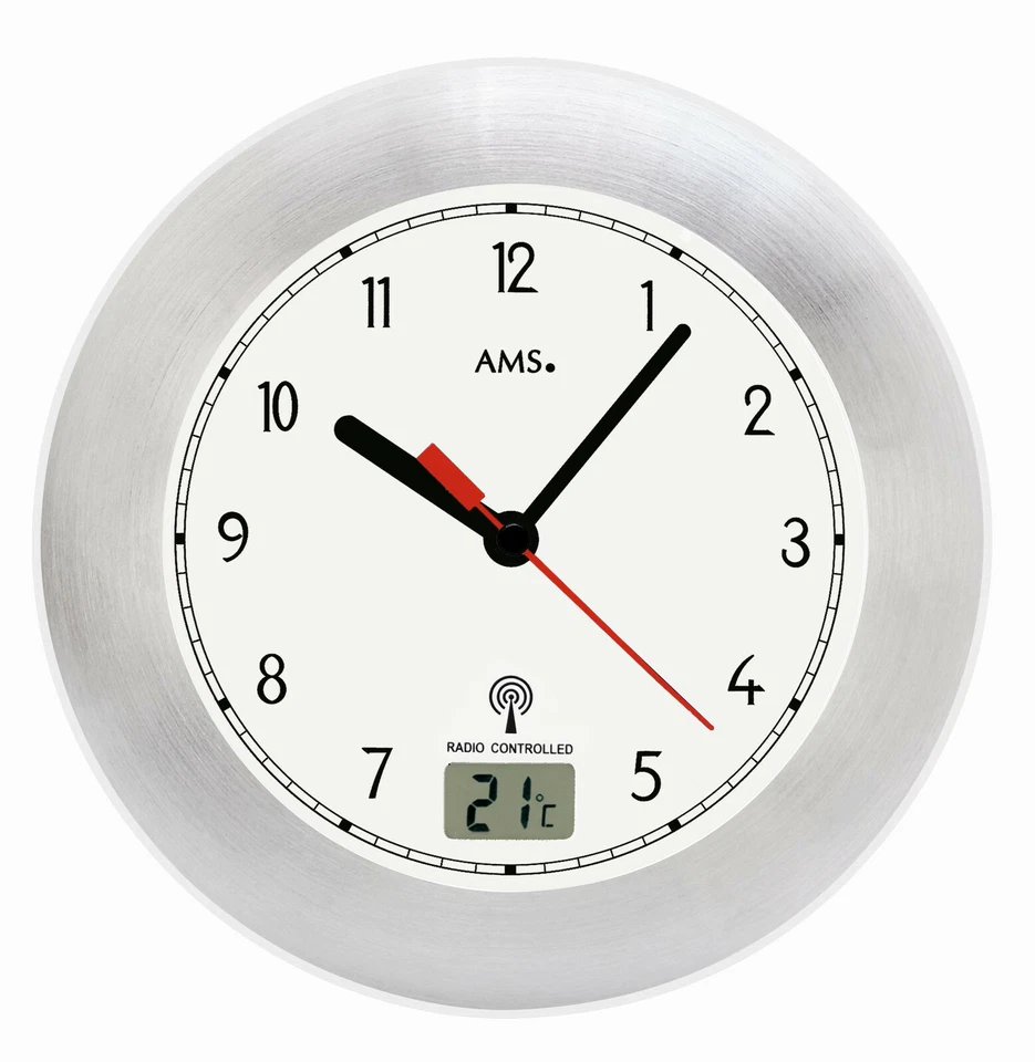 AMS 5920 Badezimmeruhr Wanduhr Funk Funkwanduhr analog Temperatur - Bild 1 von 1