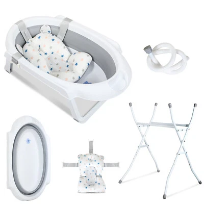 Baby Badewanne Babywanne Faltbare mit Wasserleitungen mit Ständer Neugeborenen - Bild 1 von 4