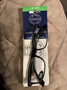 Dr. Dean Edell Unisex Modern Rectangle Black Front Reading Glasses 2.0 NEW - Picture 1 of 1