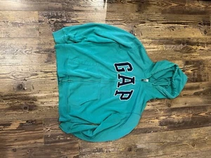 Gap Large Embroidered Logo Hoodie Zip Up Sweatshirt Green - Picture 1 of 4