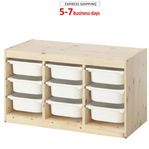 IKEA TROFAST Storage combination with boxes, light white stained pine/white New - Picture 1 of 5