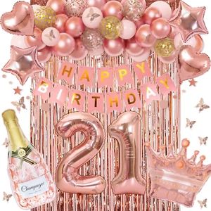 21St Birthday Decorations for Her - Rose Gold Party Supplies for Women Girls, Pi - Picture 1 of 12