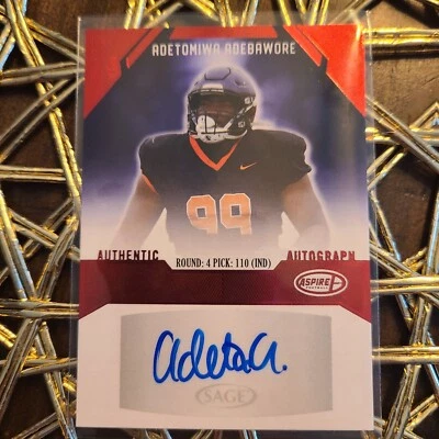2023 SAGE Aspire Adetomiwa Adebawore Red Rookie Autograph (RC) (AU) #ASP-AA - Image 1 of 2