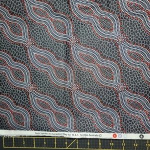 Aboriginal fabric Bush Spinifex Black Cotton Fabric Cotton Fabric M & S Textiles - Picture 1 of 2