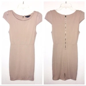 Vestido Vaina Alice + Olivia PEQUEÑO S Tiffany Manga Gorra Camel Tostado Mini Cóctel - Imagen 1 de 8