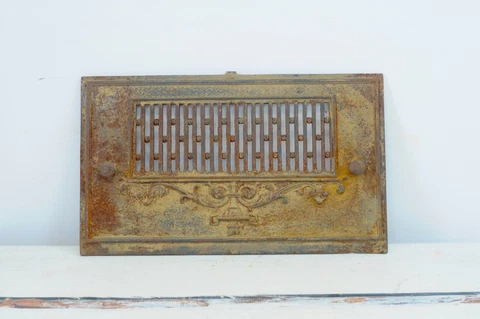 Antique Cast Iron Salvage Grate Front Panel Insert Fireplace Salvage #8 Cover