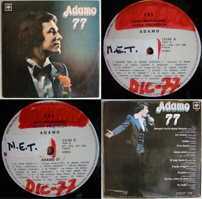 SALVATORE ADAMO ADAMO 77 (OLYMPIA 77) 1977 PROMO SPANISH-SUNG UNIQ CHILEAN PRESS - Image 1 of 4