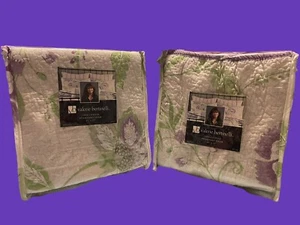 2 Quilted Standard Flowered Pillow Shams Cottage Lilac Green Valerie Bertinelli - Picture 1 of 6