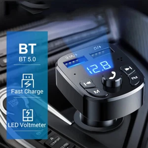 Szybka ładowarka samochodowa Nadajnik FM Bluetooth 5.0 Zestaw głośnomówiący Bezprzewodowy samochód Podwójne USB]� - Zdjęcie 1 z 19