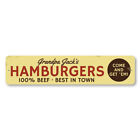 Hamburgery 100% znak wołowy, Best In Town Come & Get Aluminiowy metalowy znak dekoracyjny