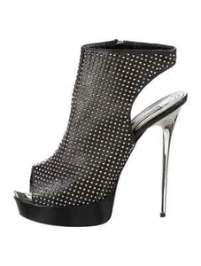 GIANMARCO LORENZI Black Leather Studded Accents Pumps SZ 8 IT 38 Very Good Cond. - Picture 1 of 5