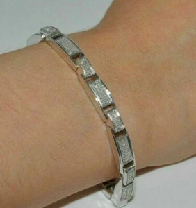 5 CTW VVS1 Moissanit Hochzeit 8" Herren Damen Armband 14K weiß vergoldet - Bild 1 von 7