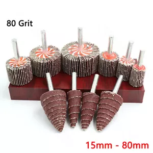 15mm-80mm Flap Wheel Sanding Discs Sandpaper Abrasive 80 Grit 1/4'' Shank Drill - Picture 1 of 14