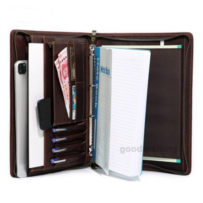 Genuine Leather A4 Conference Folder Business Document Portfolio Tablet Case New - Image 1 of 4