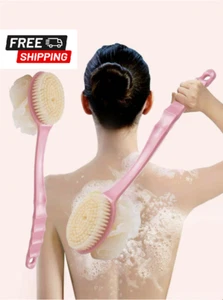 1pc Pink Long-handled Bath Brush, For Back Exfoliating And Shower Cleaning NEW - Picture 1 of 9