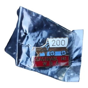 Womens Bowling 200 Game Saginaw MI Award Lapel Hat Pin Pinback WBA Covered Wagon - Picture 1 of 1