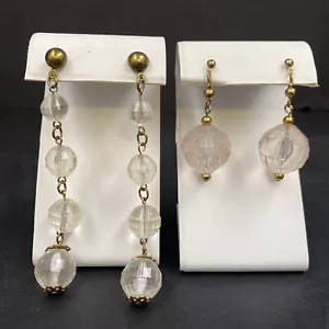 Lote de 2 aretes colgantes vintage facetados grandes largos MCM retro modernos - Imagen 1 de 12