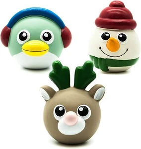 Christmas Xmas Festive Squeaky LATEX Dog Chew Toys Gift REINDEER PENGUIN SNOWMAN - Picture 1 of 11