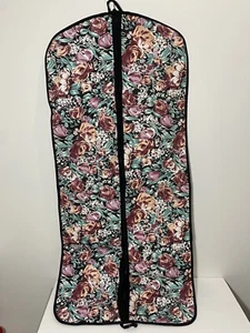 Vintage floral garment bag canvas nylon lined dust cover dress cover - Picture 1 of 6