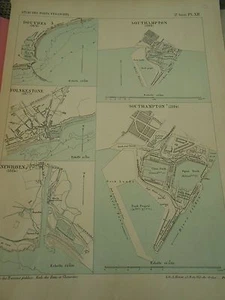 Litho 19ème Port Etrangers Douvres Folskestone Southampton Newhaven - Picture 1 of 1