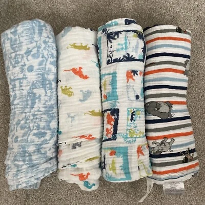 Juego de 4 mantas para bebé Aden & Anais Disney Jungle Book Foto 1 de 4