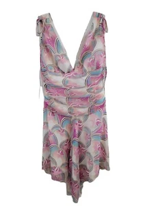 NWT VTG ABS By Alan Schwartz Size12 Blue And Pink Floral Sleeveless Dress - Picture 1 of 9