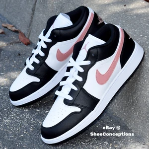 Nike Air Jordan 1 Low (GS) Shoes White Rust Pink Black 553560-165 Multi Size NEW - Picture 1 of 9