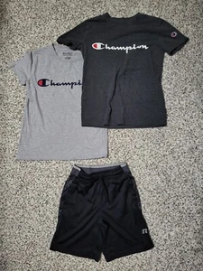 Boys Youth Champion Tshirts (Small), And Russell Shorts (Small) - 3 Piece Set - Picture 1 of 5