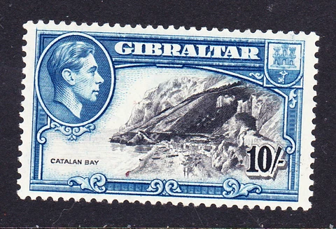 GIBRALTAR  Scott # 117  the TEN SHILLINGS value MINT  H     FREE SHIPPING Cover