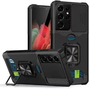Se adapta solo a Samsung Galaxy S21 Ultra, estuche con cubierta de cámara y soporte para tarjetas y soporte - Imagen 1 de 7