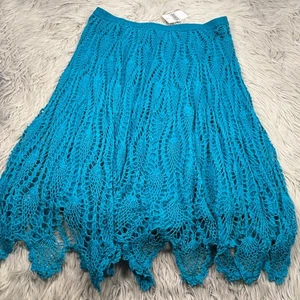 NWT Monroe & Main Women's 2X Blue Mesh A-line Midi Skirt Mermaid Beachy Resort - Picture 1 of 8