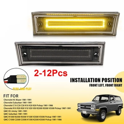 2-12 желтых светодиодных передних габаритных фонаря для 1987-91 Chevrolet R2500 R3500 V3500 - Изображение 1 из 4