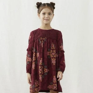 NWT Matilda Jane Little Girls Christmas / Fall Floral Dress in Burgundy Red 6 - Picture 1 of 11