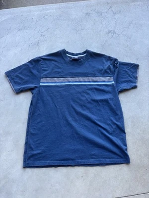 Винтажный 90-х годов Y2K XQ экстремального качества в полоску синяя рубашка мужской фигурист гранж XLarge - Изображение 1 из 4