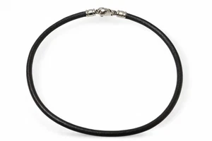 Gargantilla/brazalete BVLGARI cuerda/cordón de cuero negro/plateado usado - Imagen 1 de 6
