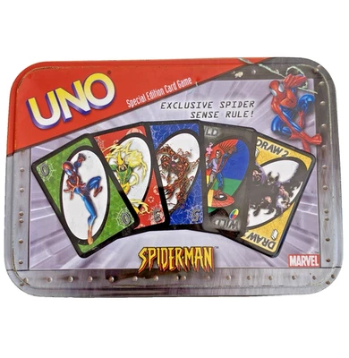 Marvel Spider-Man UNO Special Edition Card Game 2002 Collector Tin Spider Sense - Image 1 of 4