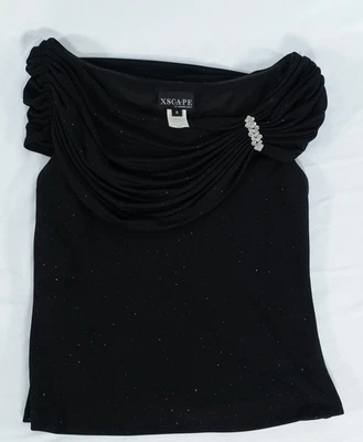 XSCAPE Top Mujer Pequeño Fuera del Hombro Drapeado Brillo Cuentas Estrás Elegante Foto 1 de 4