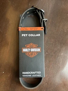 Harley Davidson Leather Embossed Adjustable Pet Collar Brown L/XL Black-new! - Picture 1 of 3