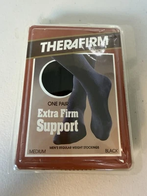 TheraFirm Extra Firm Regular Weight Knee Length Support Socks Men Medium Black-1 - Image 1 of 4