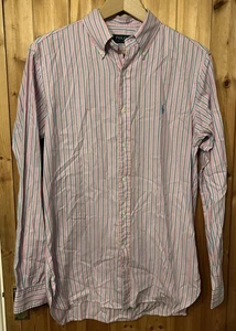 POLO by RALPH LAUREN Herren Hemd rosa und blau gestreift Gr. M Slim Fit - Bild 1 von 4