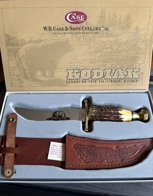 Vintage Case XX 00356 Kodiak Fixed Blade Stag Bowie Knife Leather Sheath & Box - Image 1 of 4