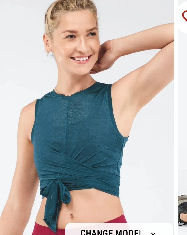 Fabletics Ryan Tie Up Crop Tank Top BNWT Teal Size L - Image 1 of 4