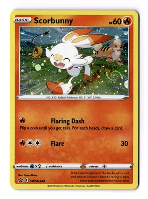 Scorbunny - (Cosmos Holo) SWSH244 SWSH: Sword & Shield Promo Cards Holo Swirl - Image 1 of 3