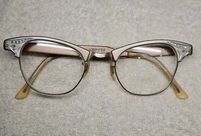 Anteojos de aluminio artesanal vintage para mujer ojos de gato 1/20 12k ORO RELLENO Foto 1 de 4