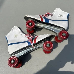 VTG 1970s Official Roller Derby Fireball White Roller Skates Women Size 8 - Picture 1 of 18