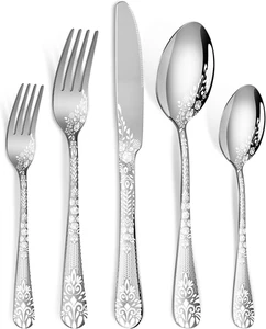 40-Piece Stainless Steel Silverware Set for 8 - Dishwasher Safe Flatware - Picture 1 of 12
