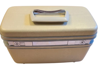 复古新秀丽剪影火车箱行李箱化妆镜托盘象牙白 — 第 1/4 张图片